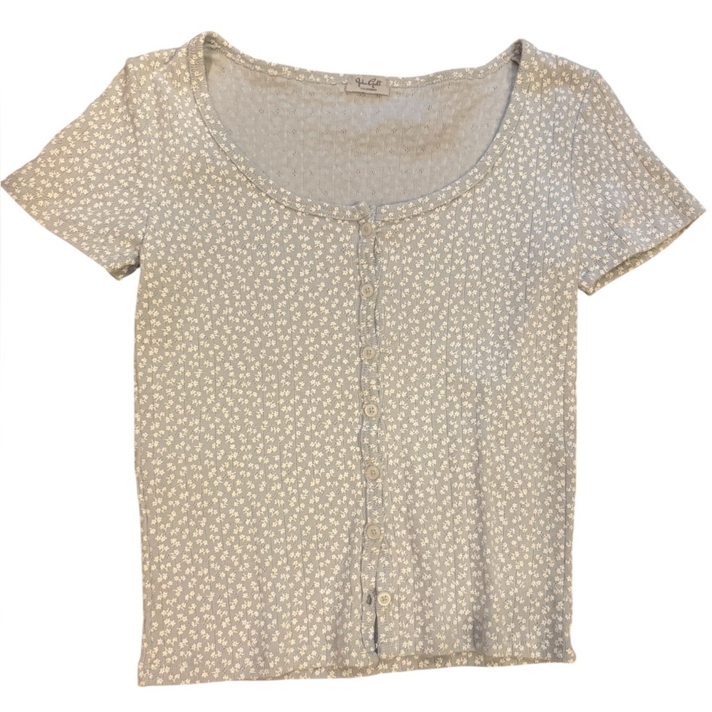 Brandy Melville John Galt Women’s Scoop Neck Small Flower Button Top